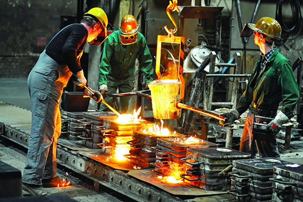 Steel mill workers